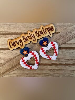 Hypoallergenic Baseball Heart Earrings